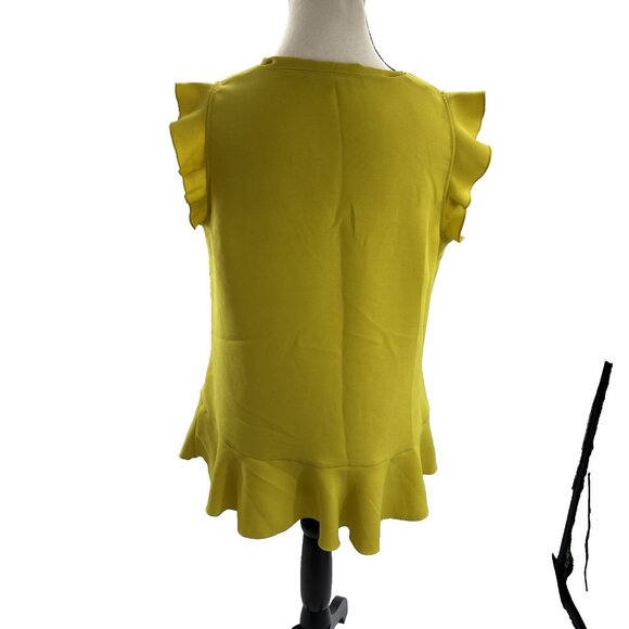 Banana Republic Womens Size S Top Yellow Ruffle Sleeve V Neck Peplum Blouse - Picture 4 of 6